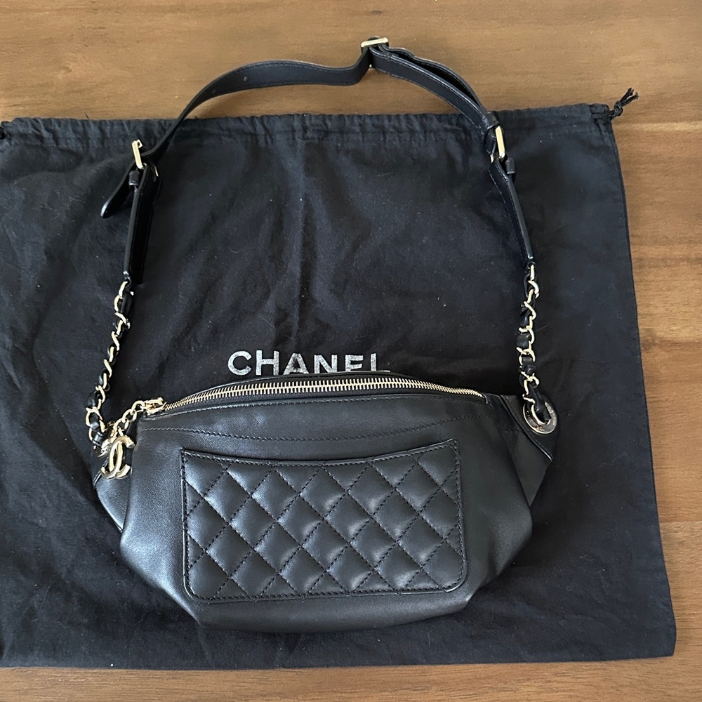 Chanel Black Quilted Waist Bag
